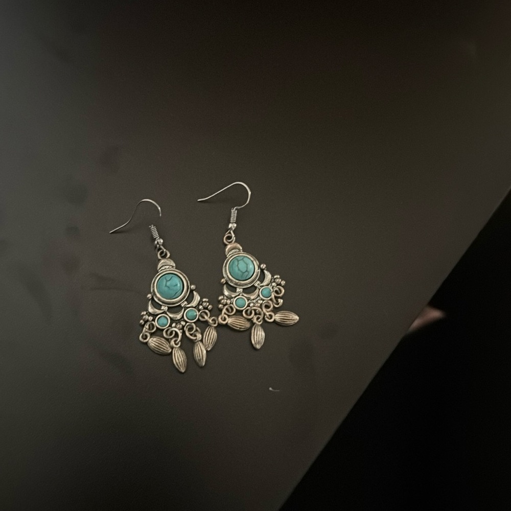 Turquoise marble dangle, earrings, jewelry women, moons